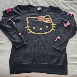 Sanrio Black Hello Kitty Sequin Sweatshirt with Pink Accents